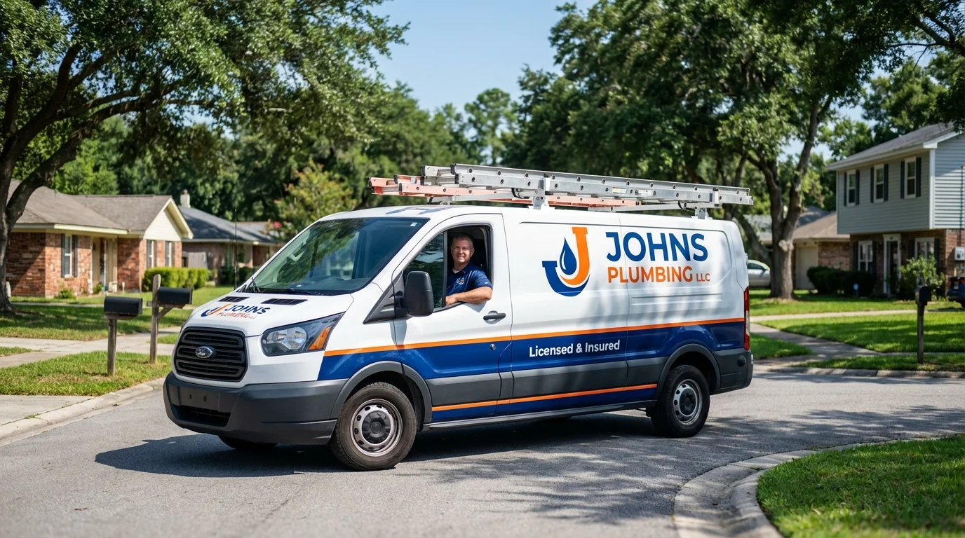 Johns Plumbing LLC service van in Park River, ND