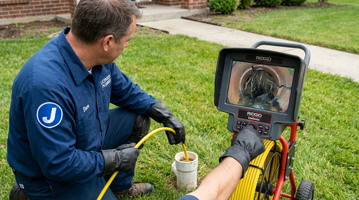 Sewer camera inspection being performed by Johns Plumbing LLC in Park River