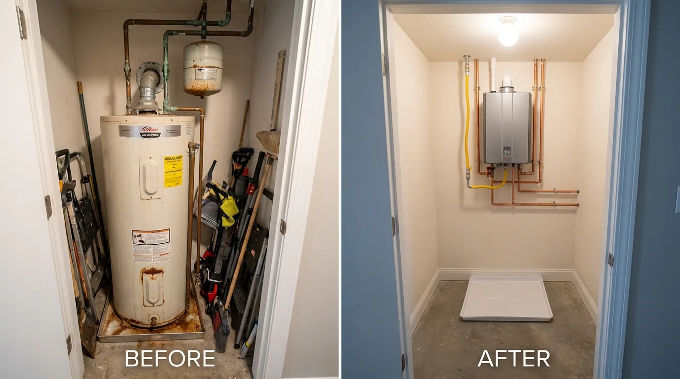 Tank water heater versus wall-mounted tankless unit comparison for Park River, ND homeowners